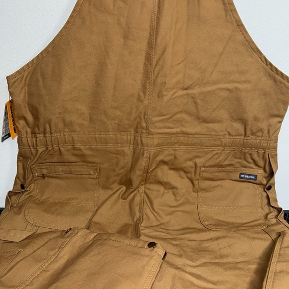 Berne Insulated Bib Overalls Mens 3XL Brown Duck Workwear Water Repellent - Picture 7 of 14